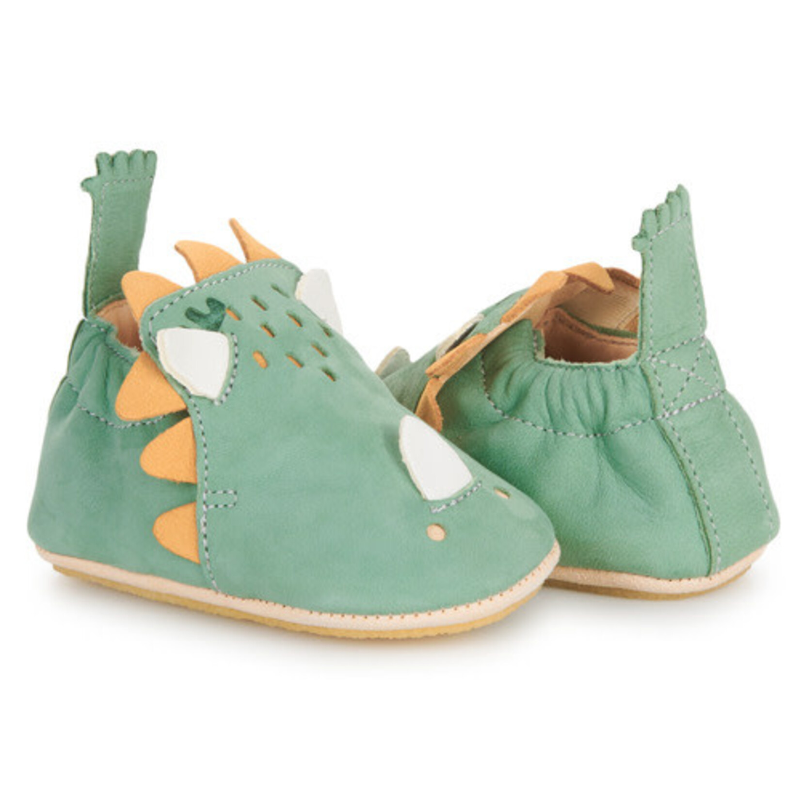 Easy Peasy Chaussons en cuir My Blublu dragon vert enfant