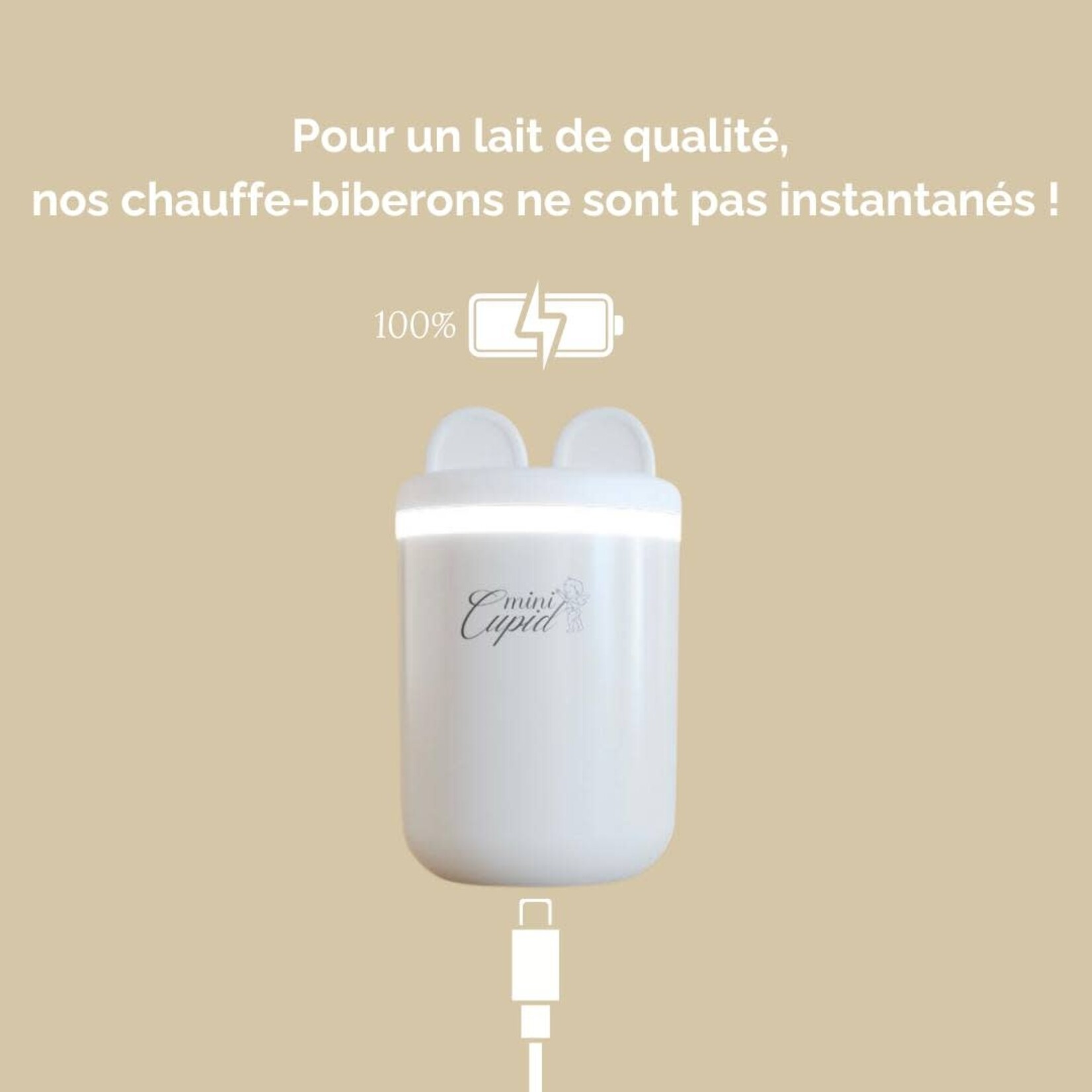 Mini Cupid Chauffe-Biberon Nomade 2.0 Rechargeable avec Port USB Mini Cupid