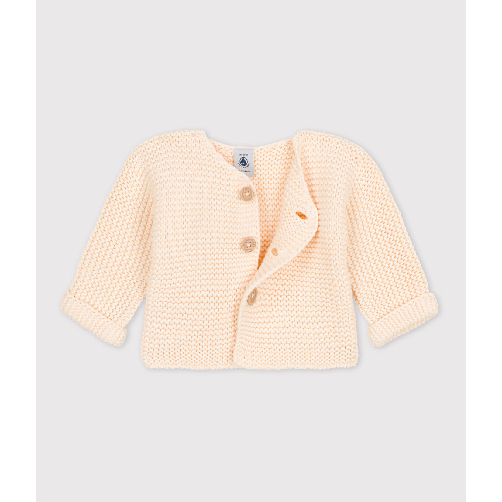 Petit Bateau Cardigan bebe tricot point mousse  avalanche