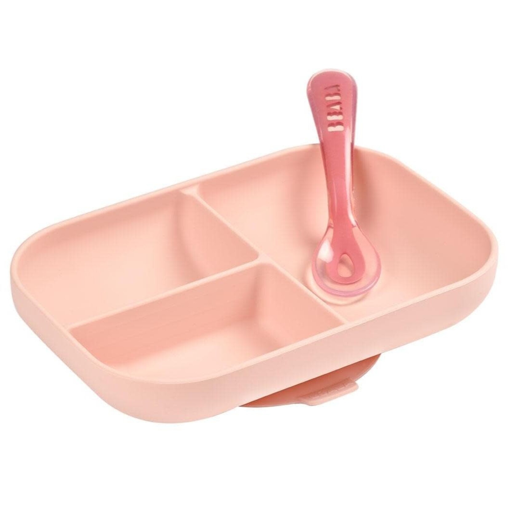 Beaba Set Repas Silicone Assiette Compartimentée à Ventouse + cuiller