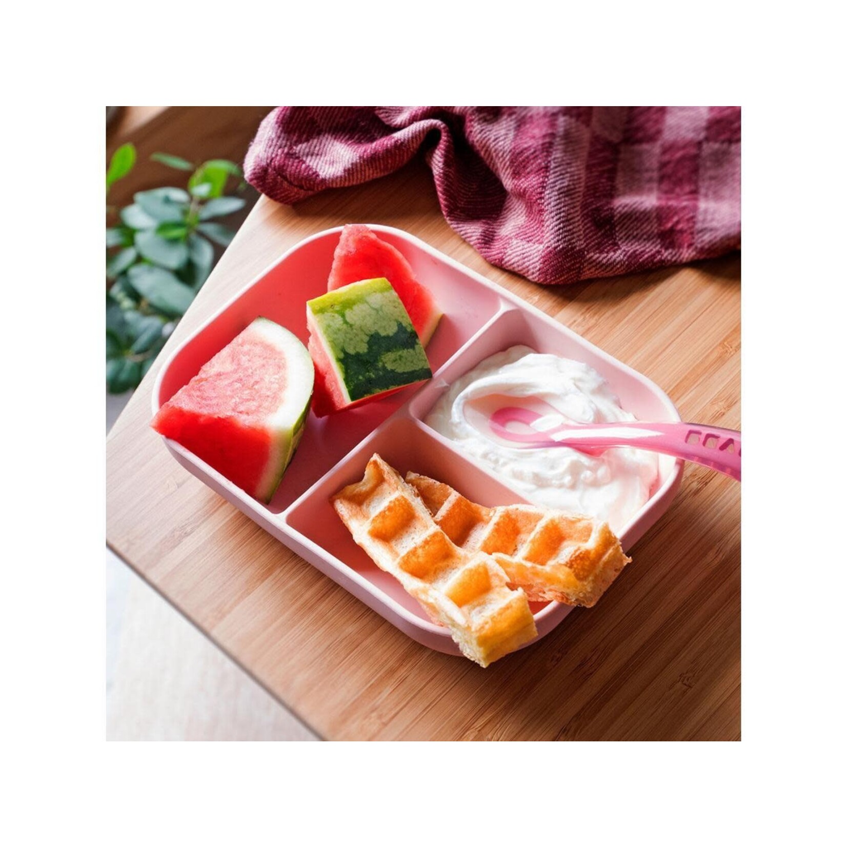 Beaba Set Repas Silicone Assiette Compartimentée à Ventouse + cuiller