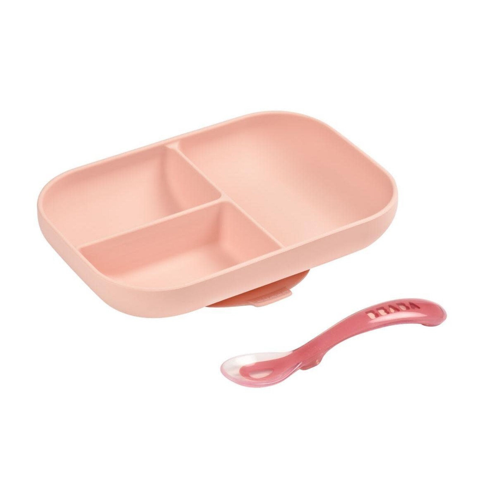 Beaba Set Repas Silicone Assiette Compartimentée à Ventouse + cuiller