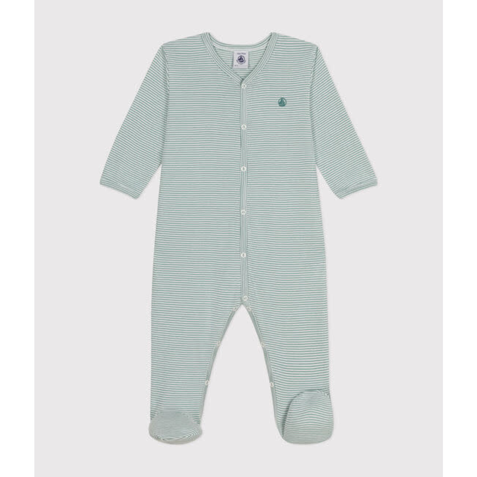 Petit Bateau Pyjama Dors Bien Bébé en Coton A Rayures Vertes