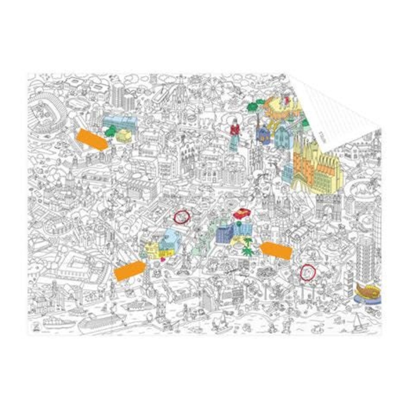 Omy Plan Barcelone à Colorier + 12 Memo Stickers Pocket Maps