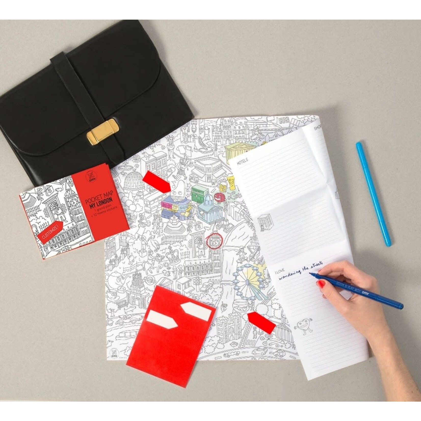 Omy Plan Londres à Colorier + 12 Memo Stickers Pocket Maps