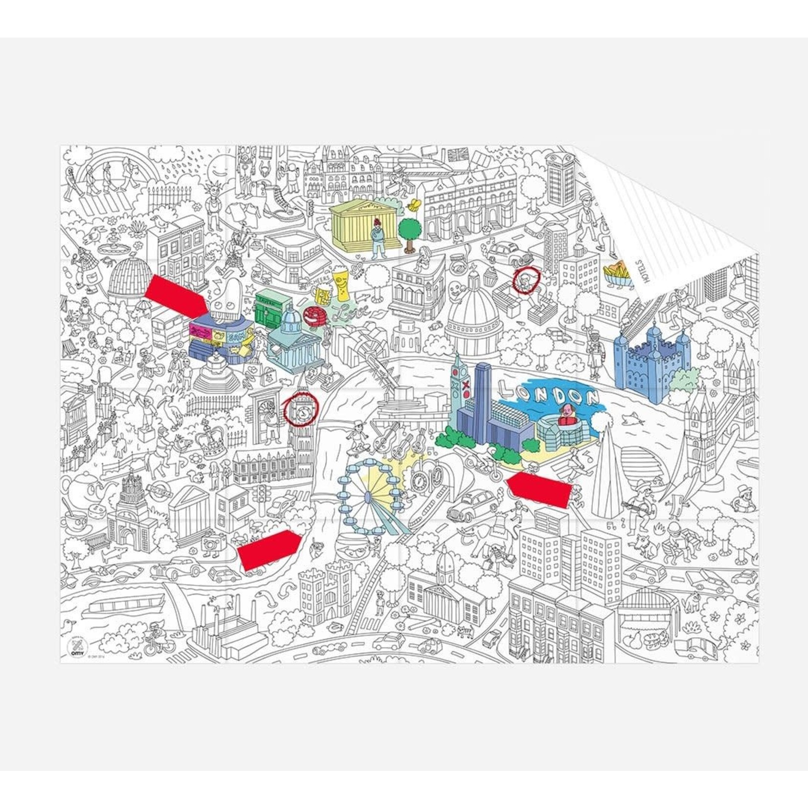 Omy Plan Londres à Colorier + 12 Memo Stickers Pocket Maps