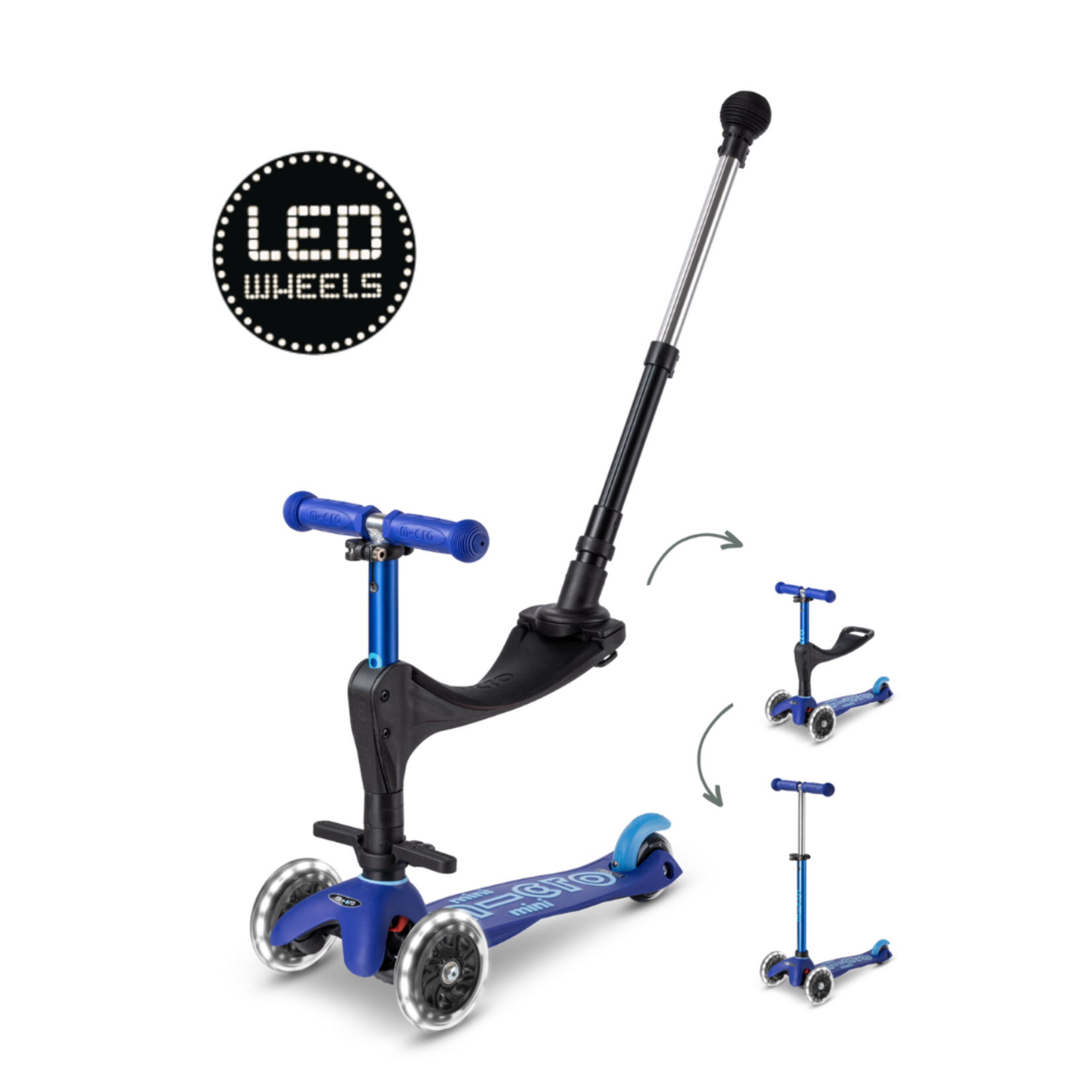 Micro Mobility Trottinette Evolutive Mini Micro 3-en-1 Deluxe Plus LED