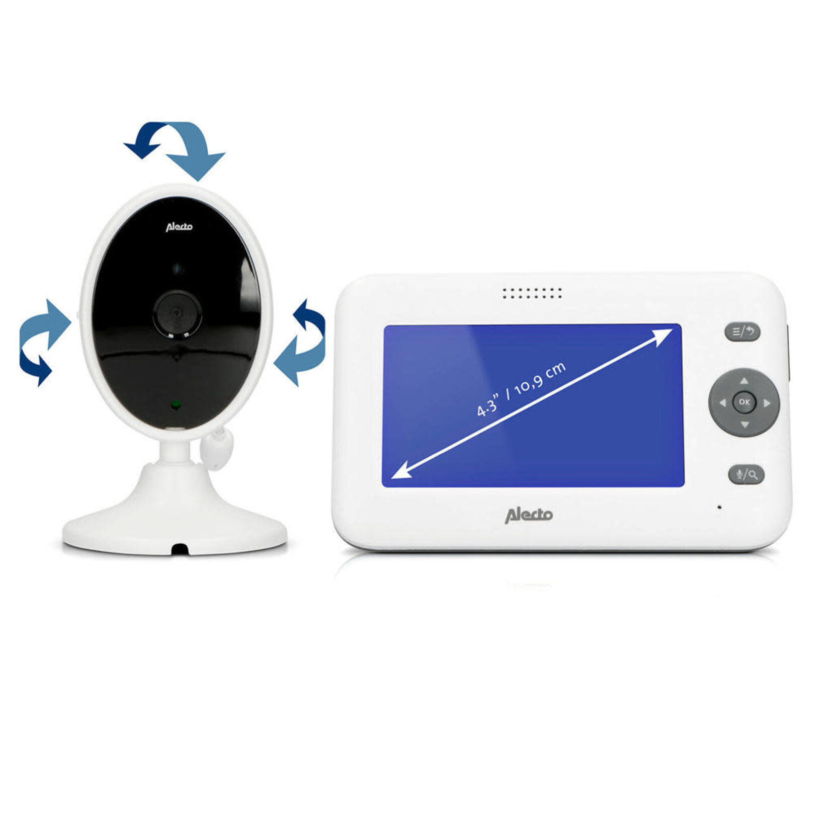 Alecto Babyphone avec caméra et écran couleur 4.3", blanc DVM-140