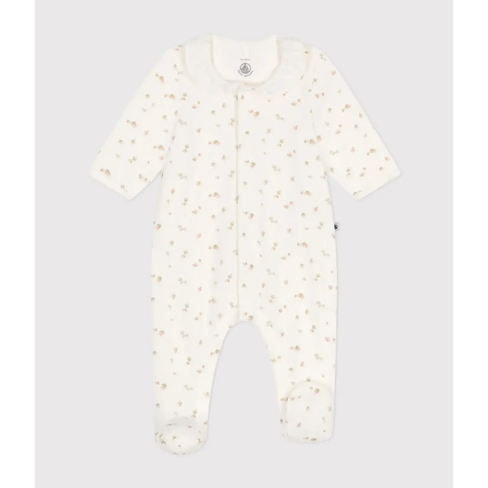 Petit Bateau Dors Bien Pyjama Bébé Fille Velours Blanc à Fleurs