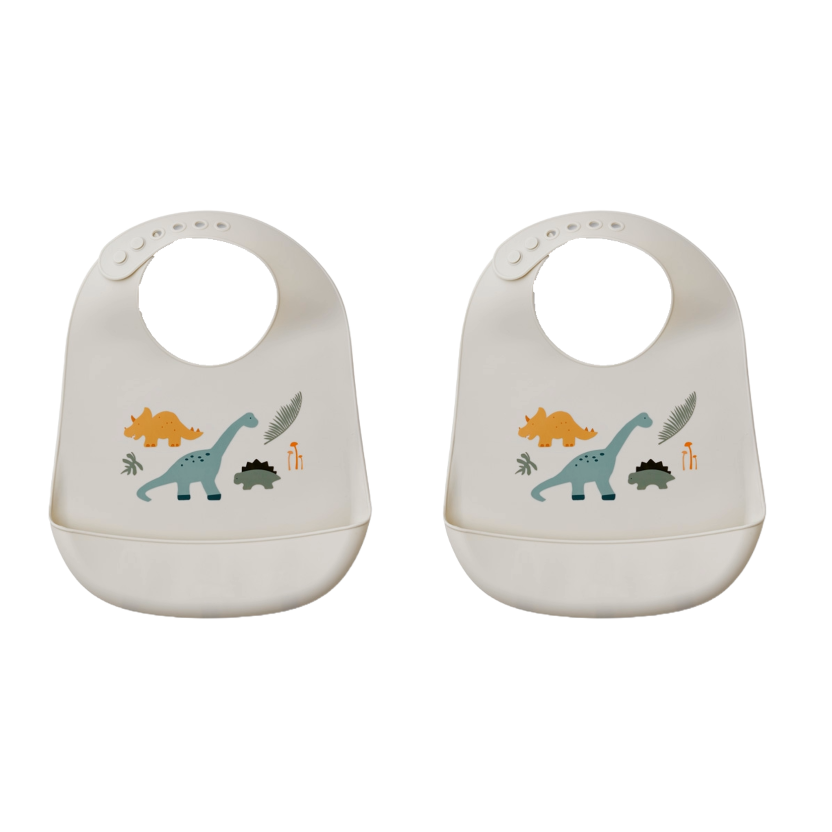 Liewood Tilda  Set 2 Bavoirs en Silicone avec Bac Récupérateur Dino mix