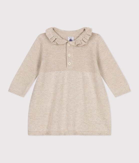 Robe Manches Longues Bébé Fille Petit Bateau - En Tubique Matelassé, Imprimé Fleuri, Ouverture Boutons-pression - Douce Et Chaude