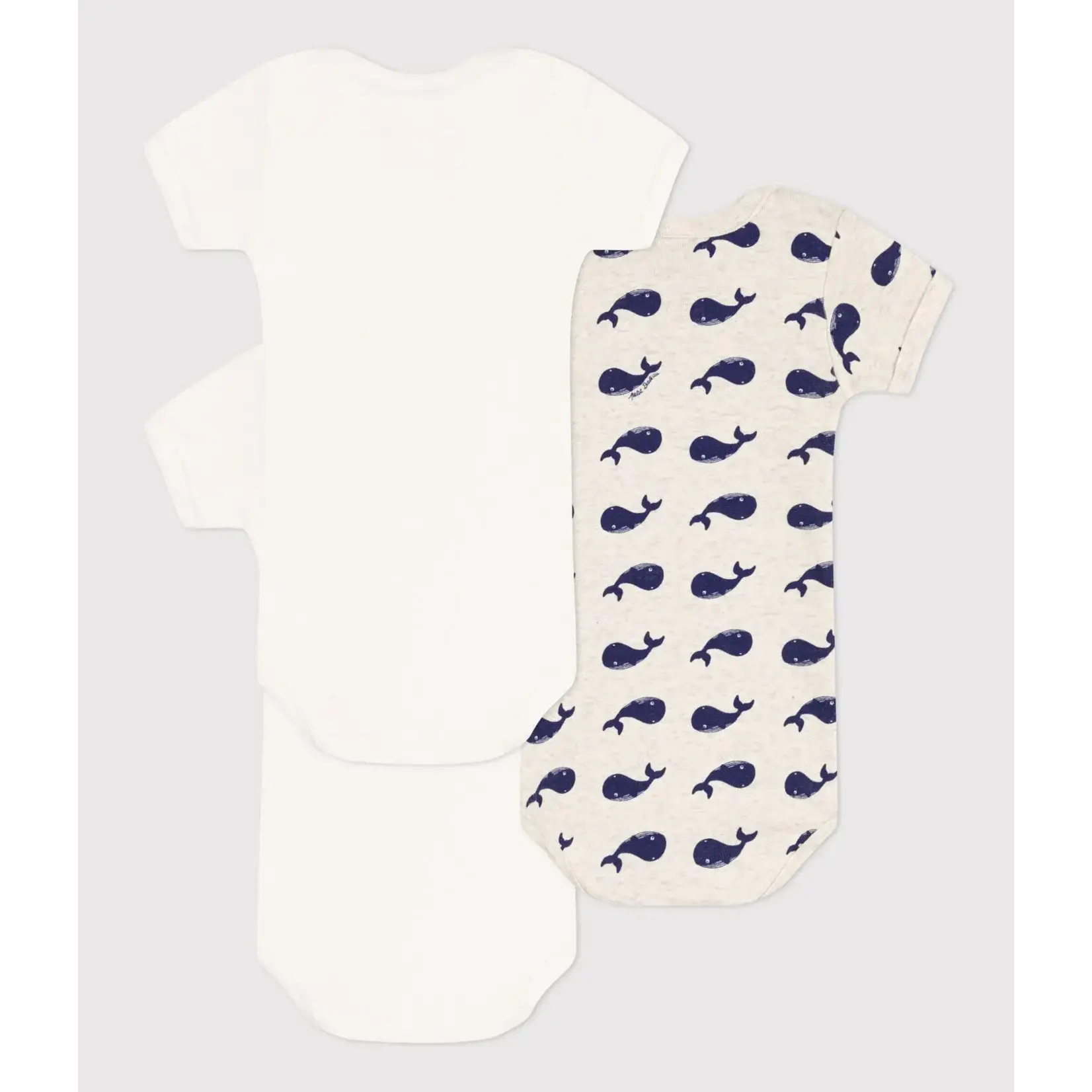 Petit Bateau Lot 3 Bodies Manches Courtes Baleines
