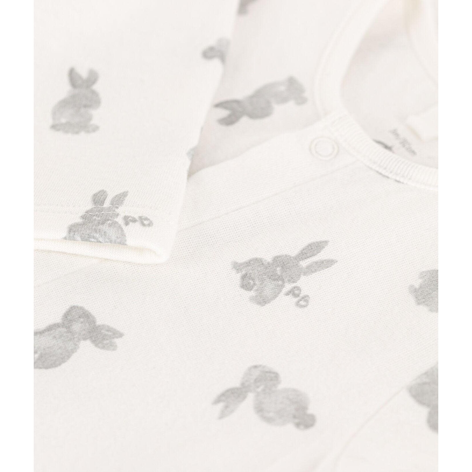 Petit Bateau Dors Bien Lapins Tubique Blanc Gris