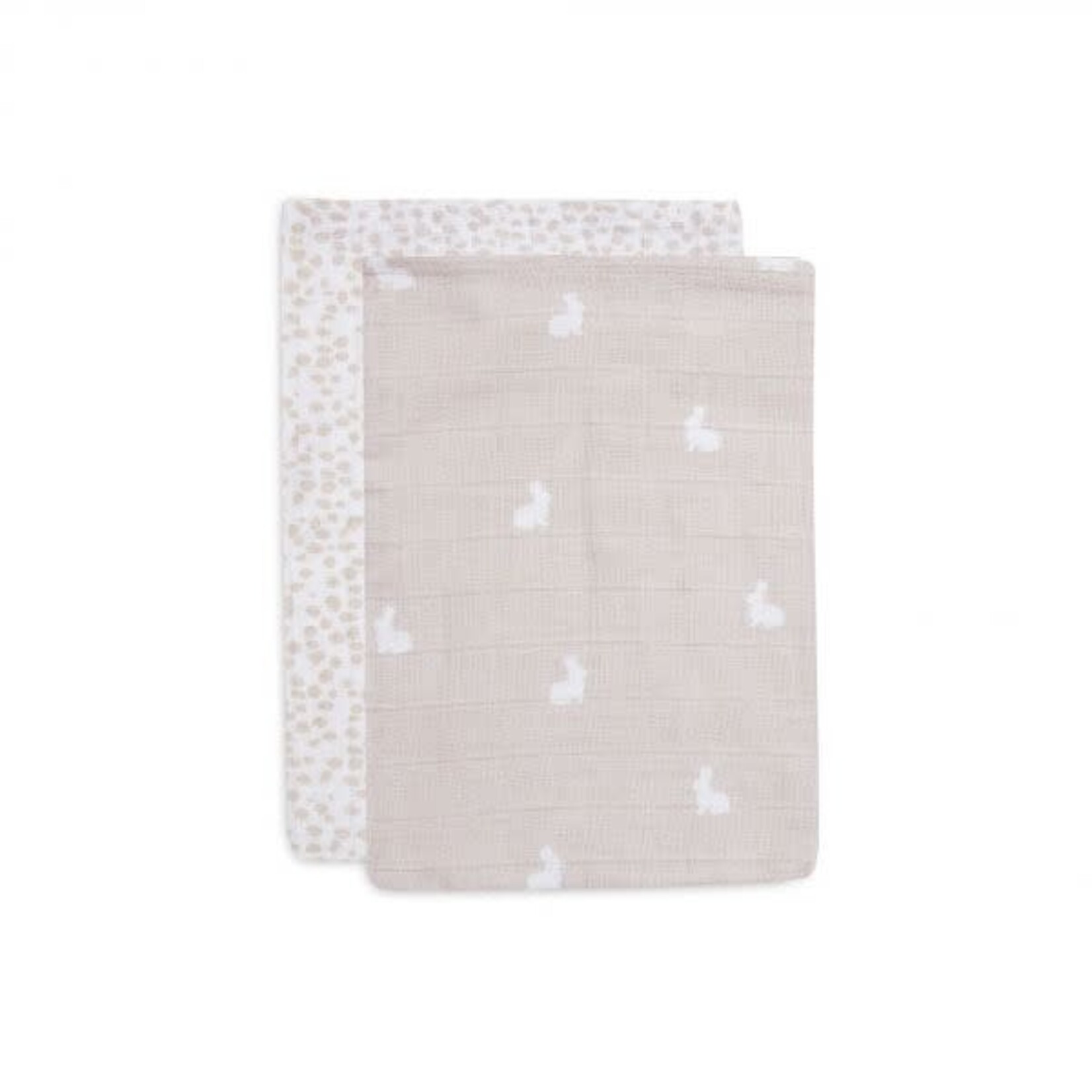 Jollein Lot 2 Gants de Toilette Gaze de Coton Dotted & Rabbit Nougat GOTS