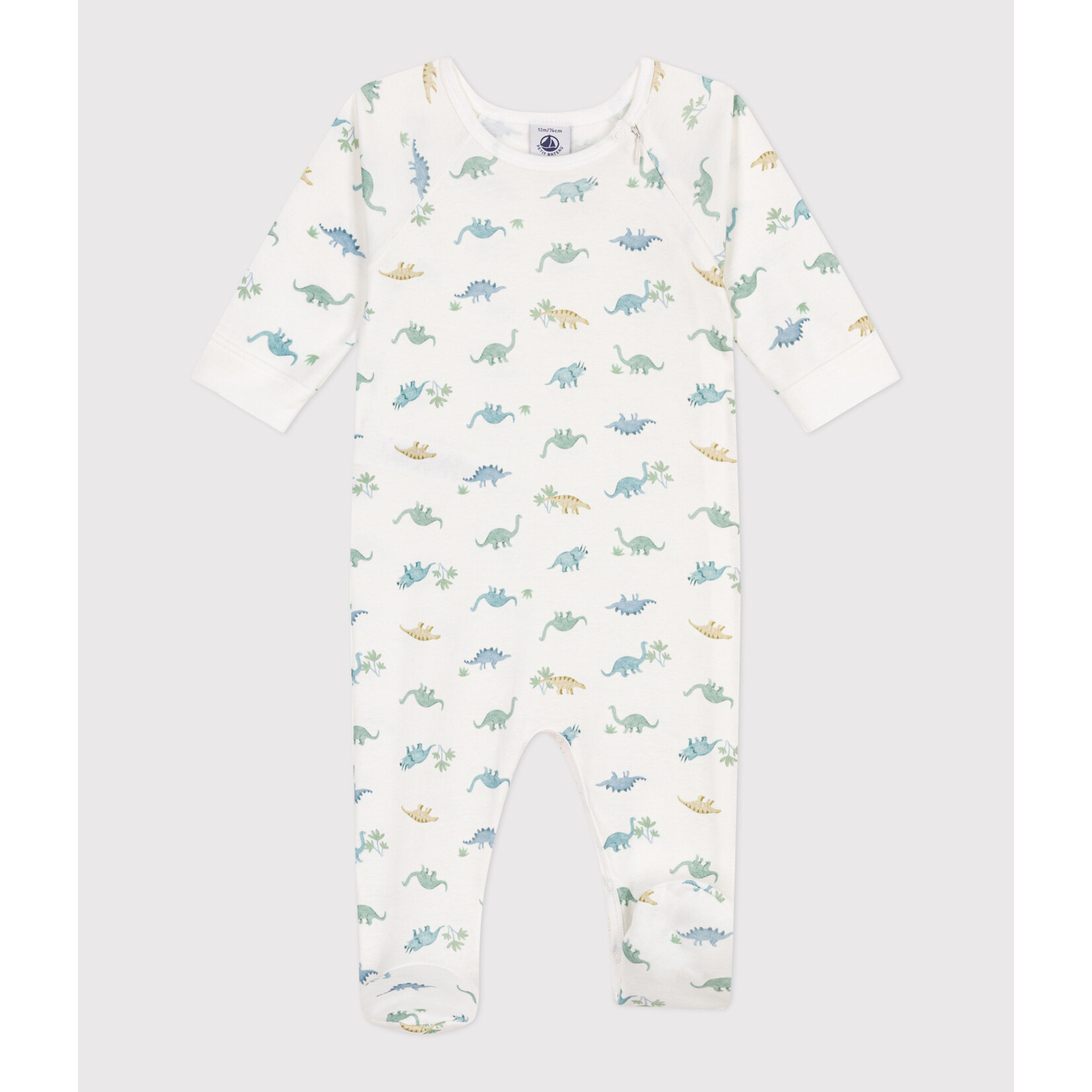 Petit Bateau Dors Bien Pyjama Avec Pieds Garçon Bébé Hiver Coton Bio Dinosaures