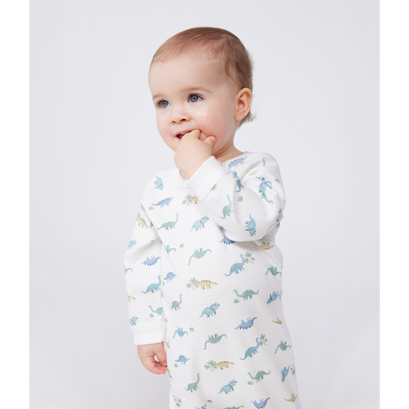 Petit Bateau Dors Bien Pyjama Avec Pieds Garçon Bébé Hiver Coton Bio Dinosaures
