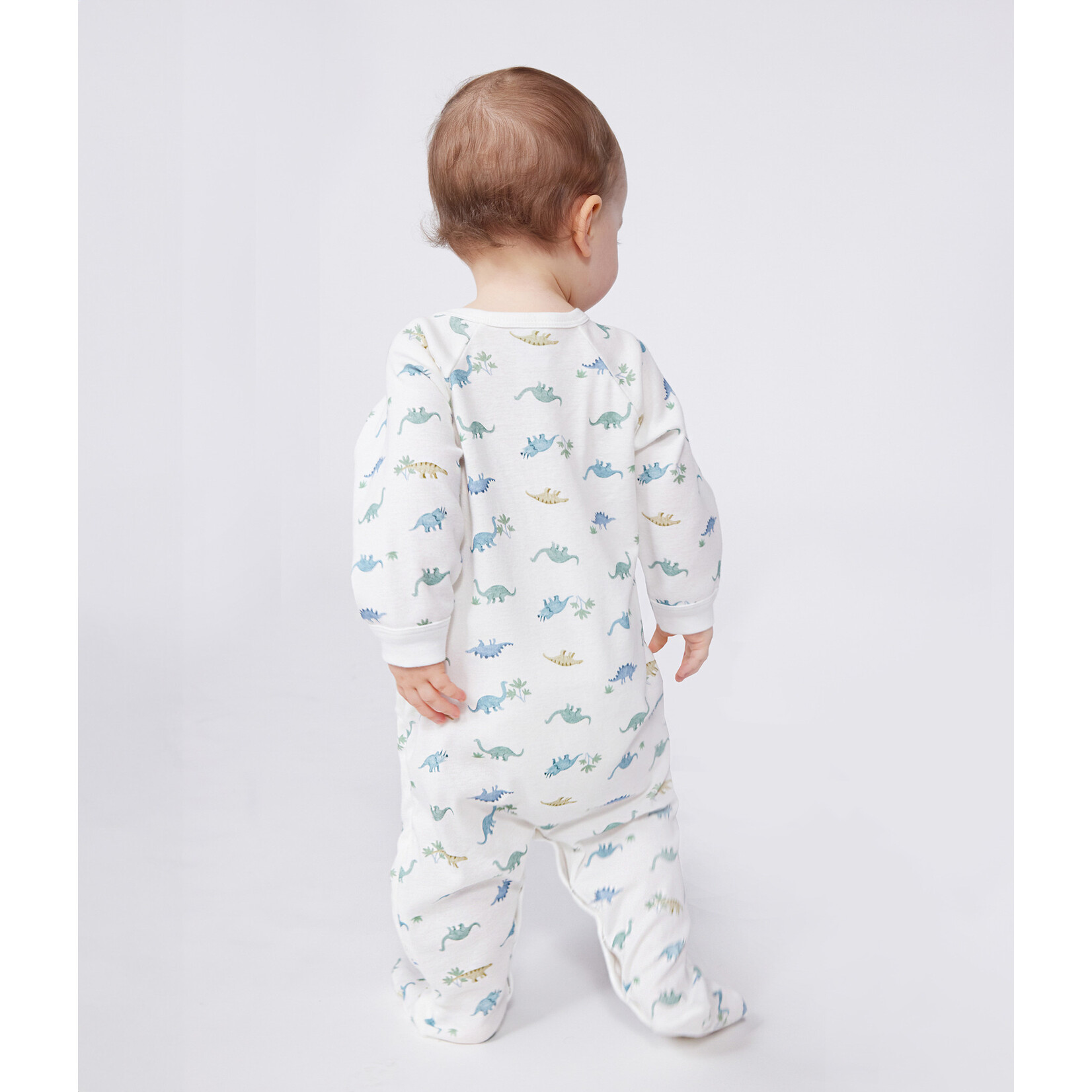 Petit Bateau Dors Bien Pyjama Avec Pieds Garçon Bébé Hiver Coton Bio Dinosaures