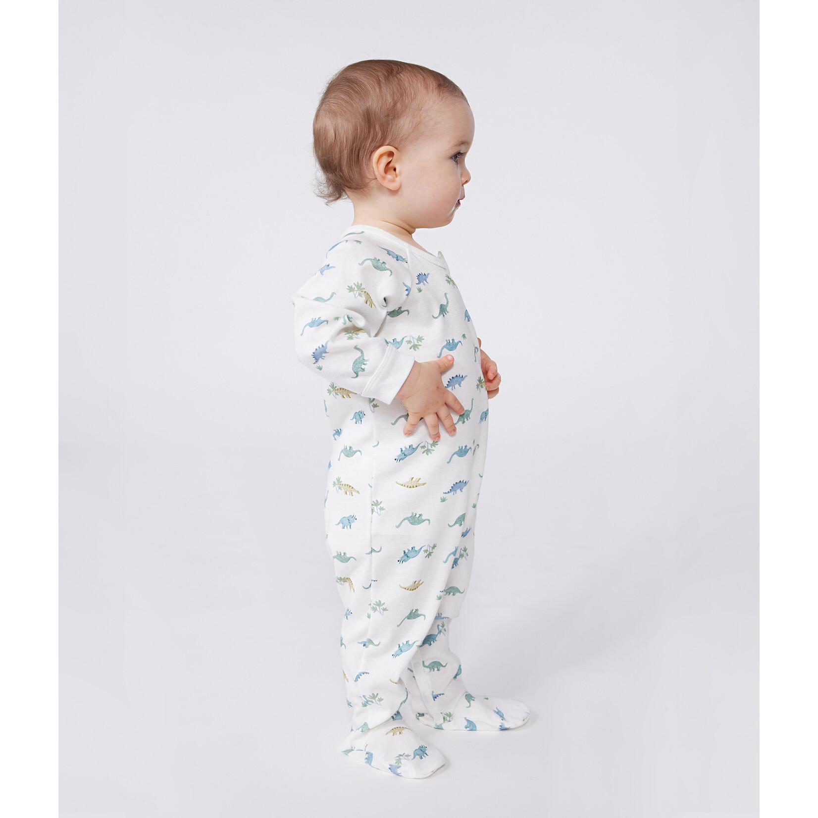 Petit Bateau Dors Bien Pyjama Avec Pieds Garçon Bébé Hiver Coton Bio Dinosaures
