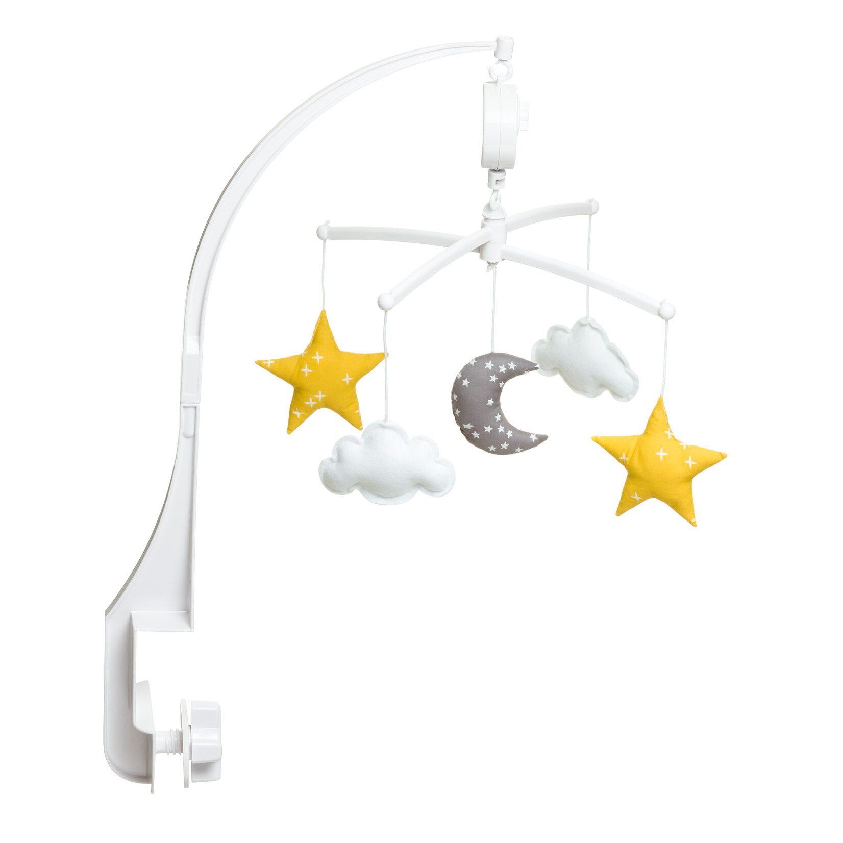 Pouce et Lina Mobile Musical Lune Gris et Jaune