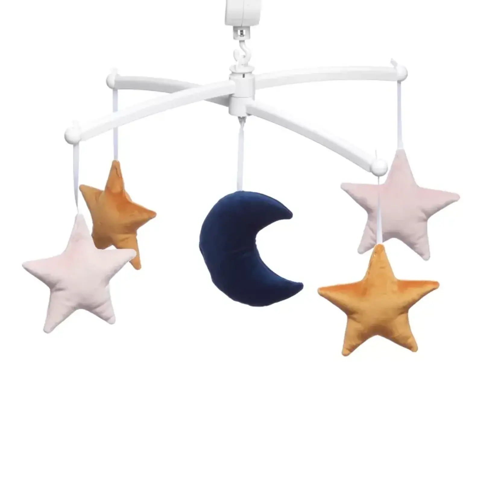 Pouce et Lina Mobile musical lune Lune étoiles velvet rose