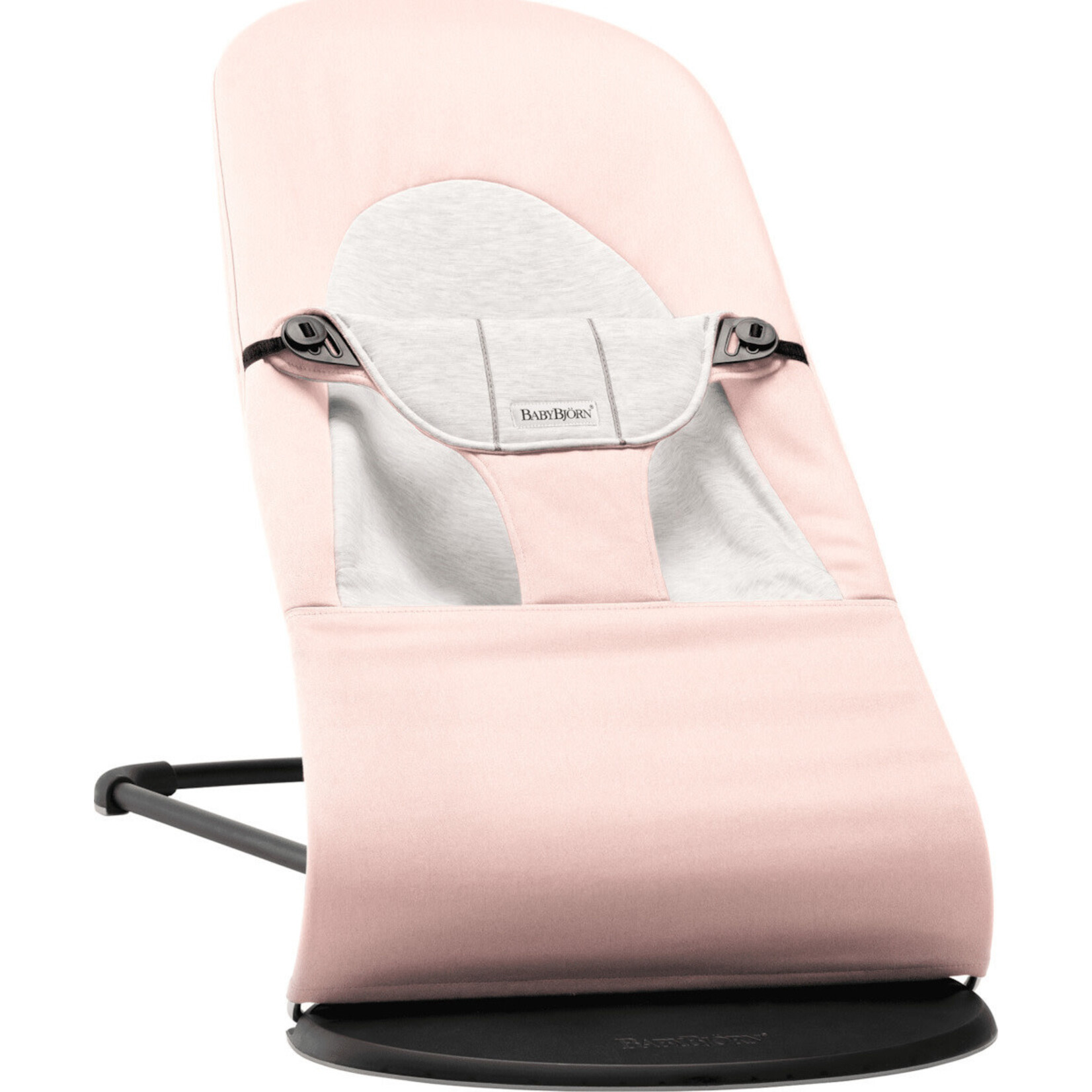 Babybjorn Transat Balance Soft Cadre Noir Coton Jersey Rose Clair Gris
