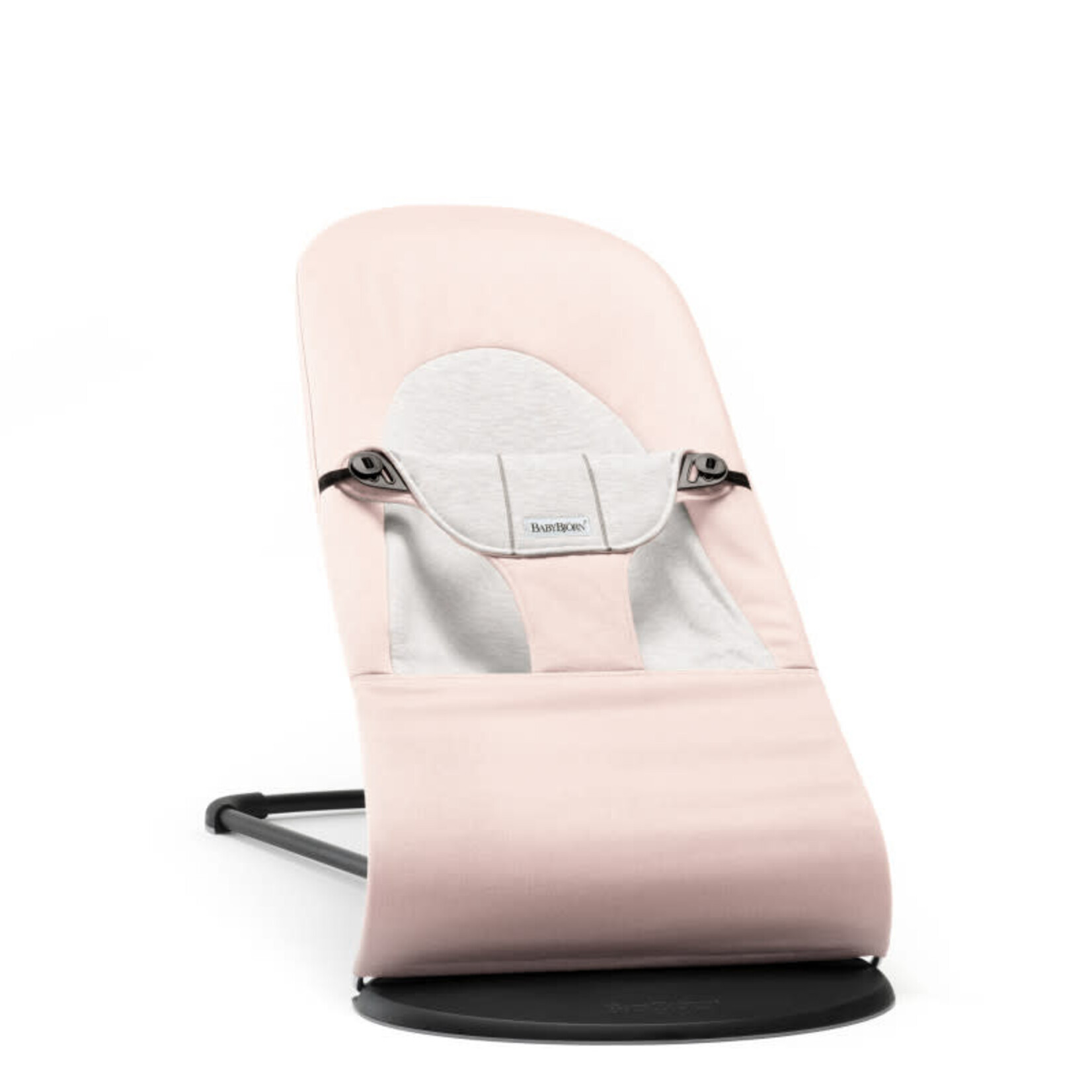 Babybjorn Transat Balance Soft Cadre Noir Coton Jersey Rose Clair Gris