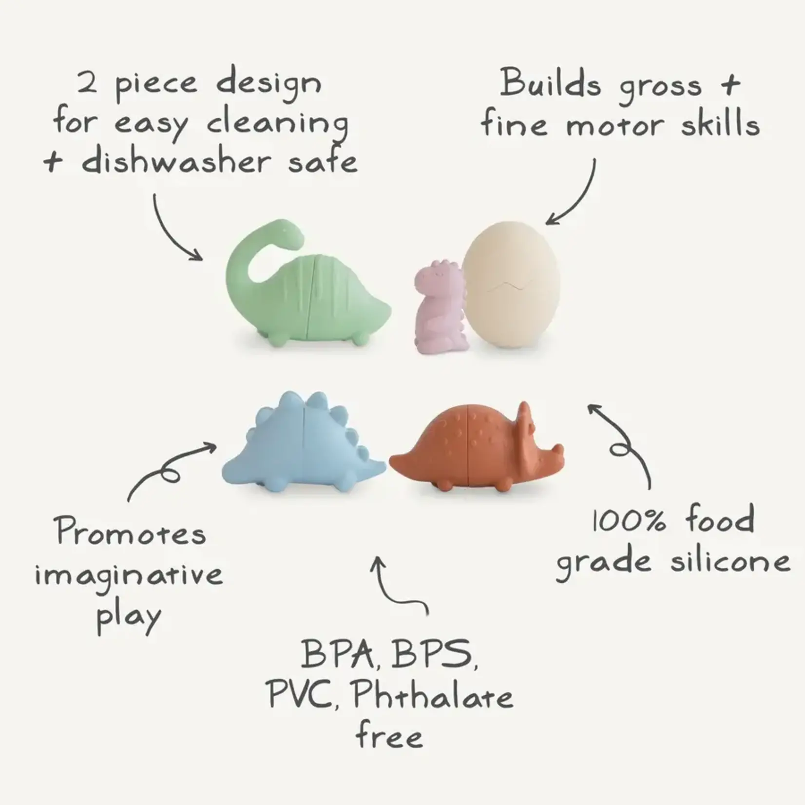 Mushie Pack de 4 Jeux de Bain - Dino