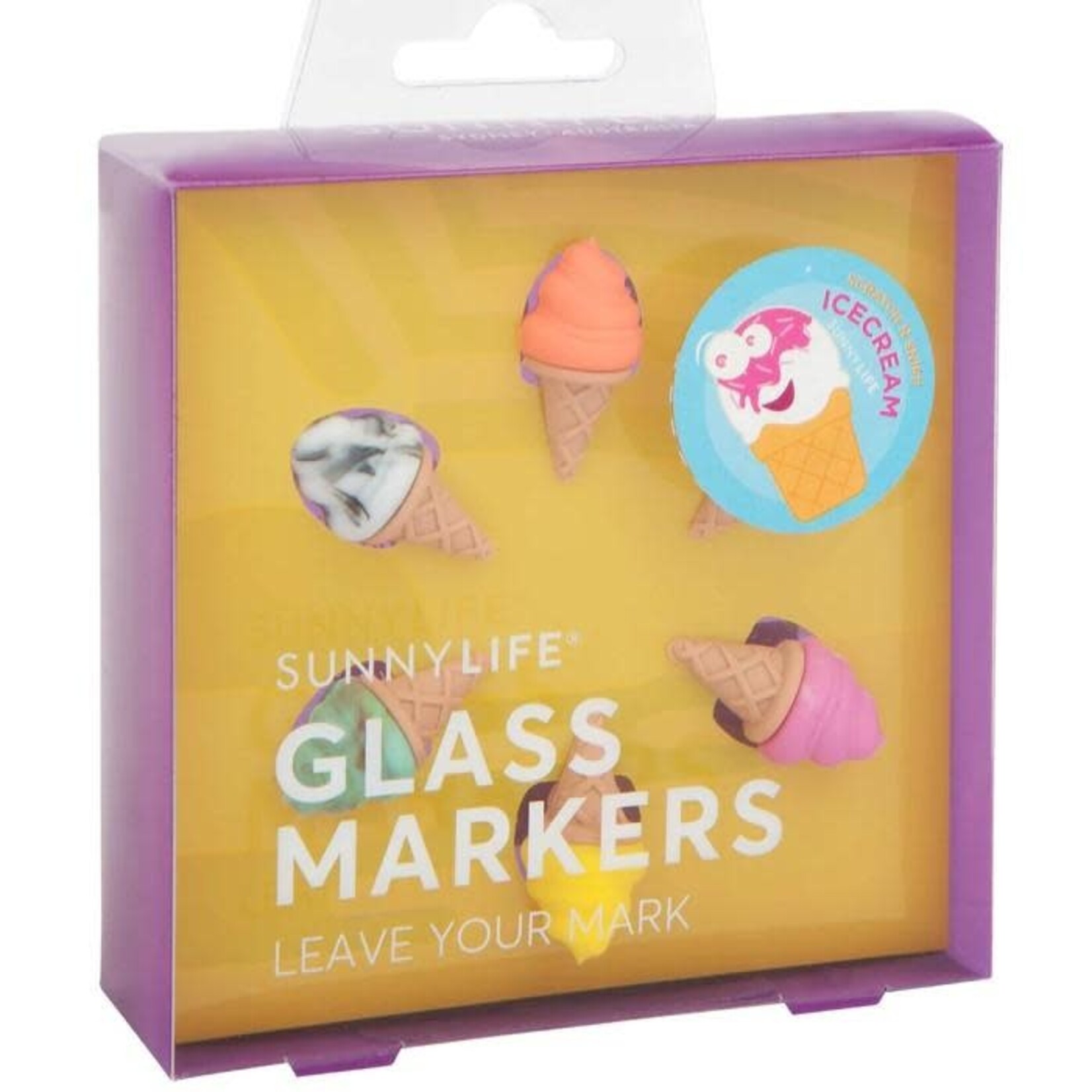 Sunnylife Marqueurs à Verre Silicone Enfants Ice Cream Pack de 6
