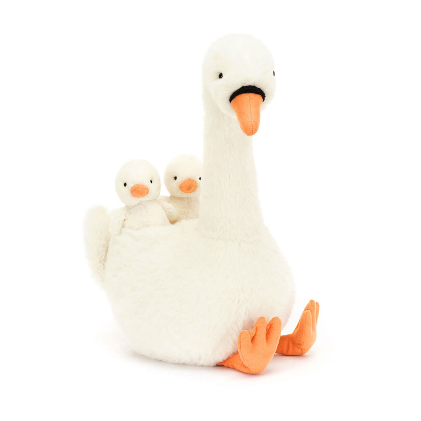JellyCat Peluche Maman Cygne et ses 2 Bébés Featherful Swan