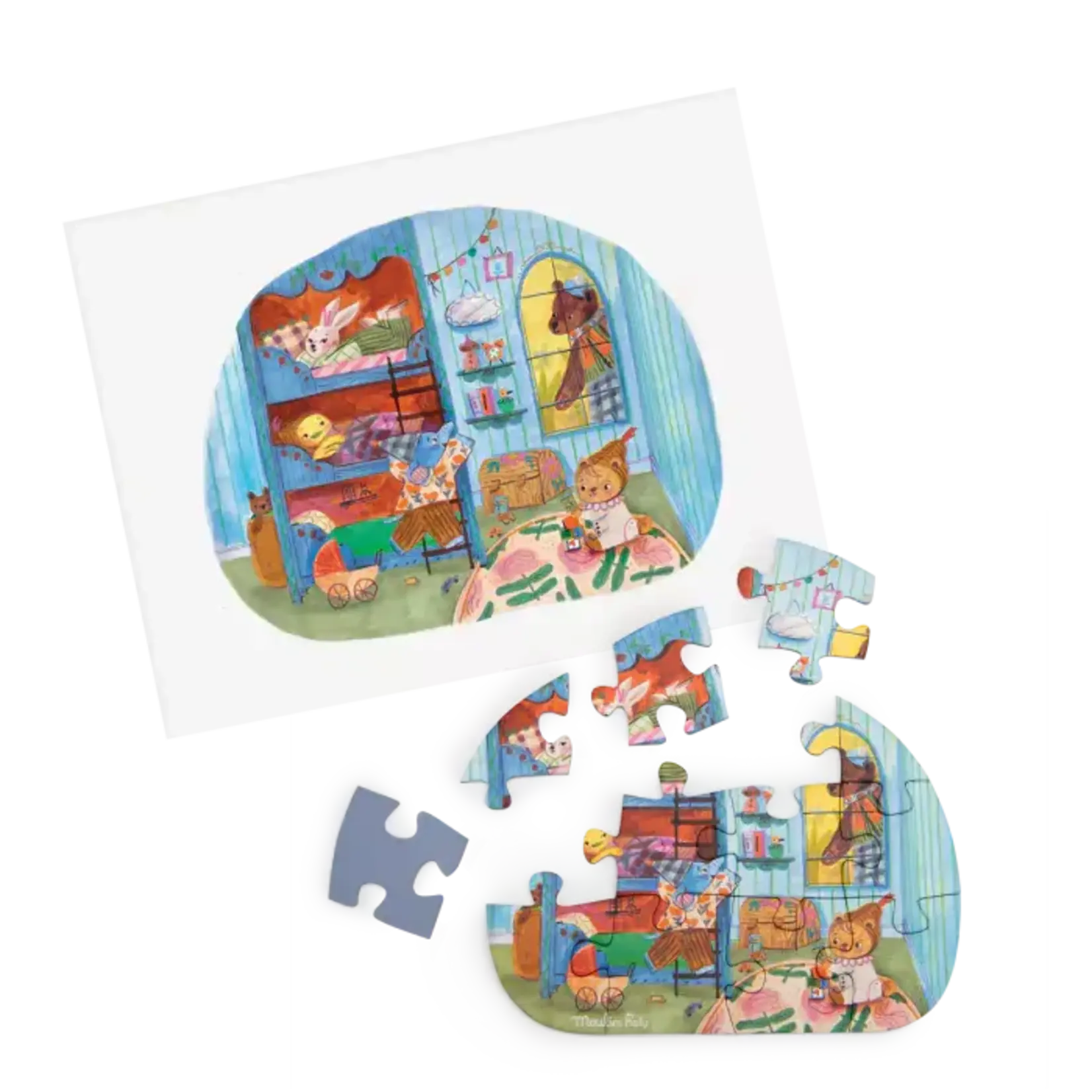 Moulin Roty 4 Mini Puzzles des Repas (4x12 pcs) Les Minouchkas