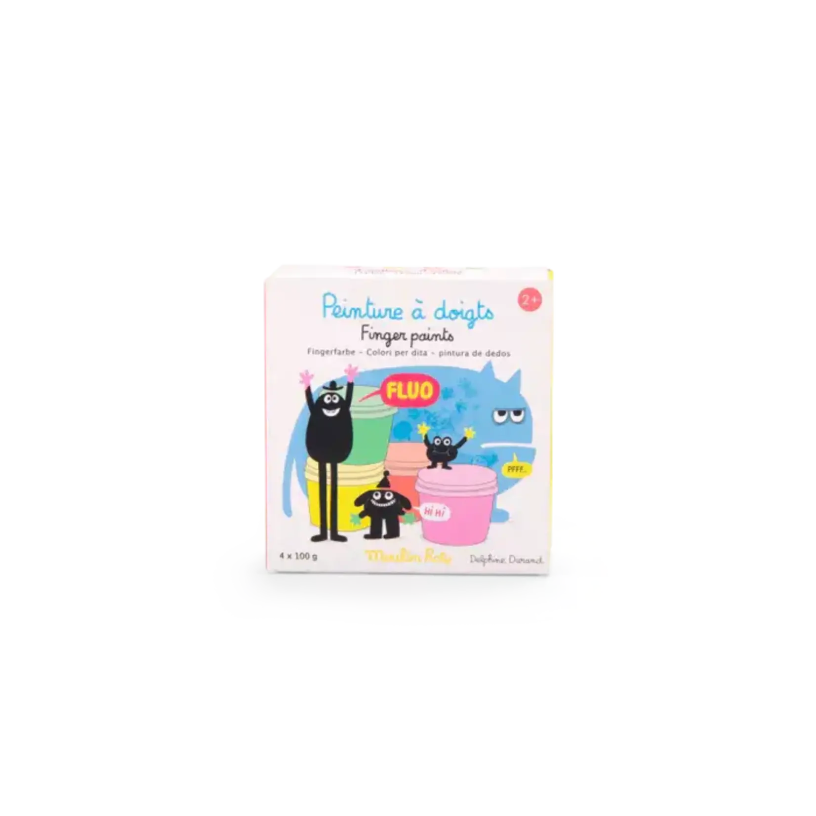 Moulin Roty 4 Pots de Peinture à Doigts Fluo Les Schmouks - Dès 2A