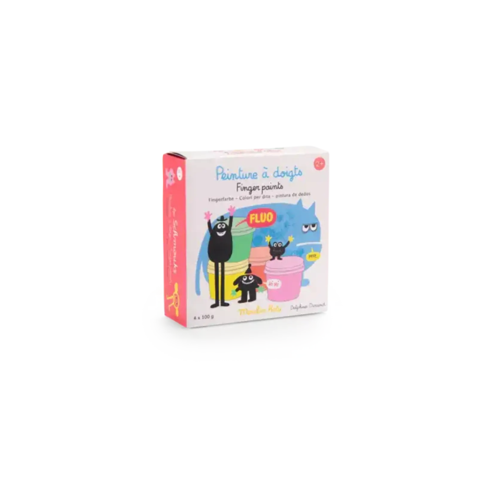 Moulin Roty 4 Pots de Peinture à Doigts Fluo Les Schmouks - Dès 2A