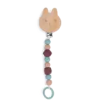 Moulin Roty Attache-Tétine Bois et Silicone Lapin Apres la pluie