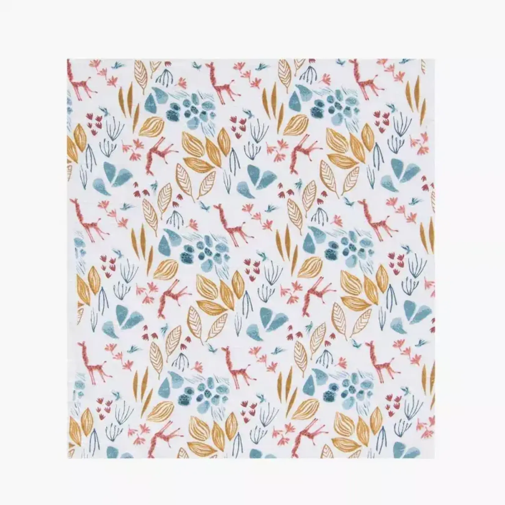 Moulin Roty Set de 3 Langes Imprimes Bleu Girafe Animaux Sous Mon Baobab