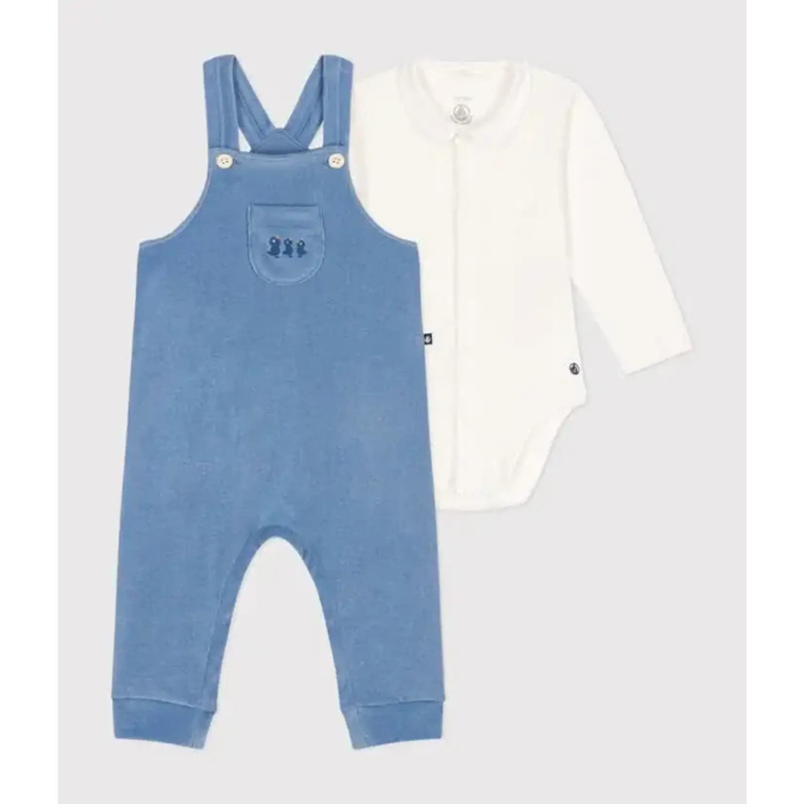 Petit Bateau Ensemble Salopette Velours + Body