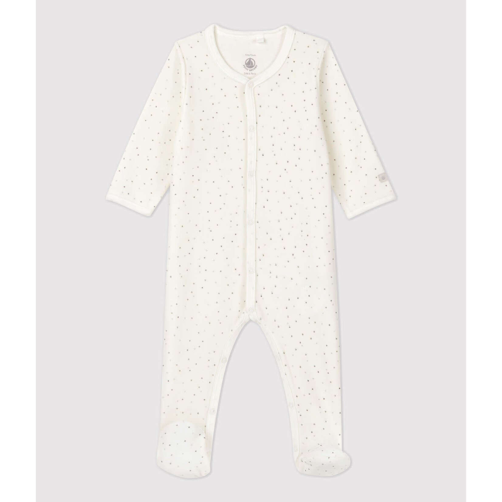Petit Bateau Dors bien bebe velours coton bio blanc marshmallow multico