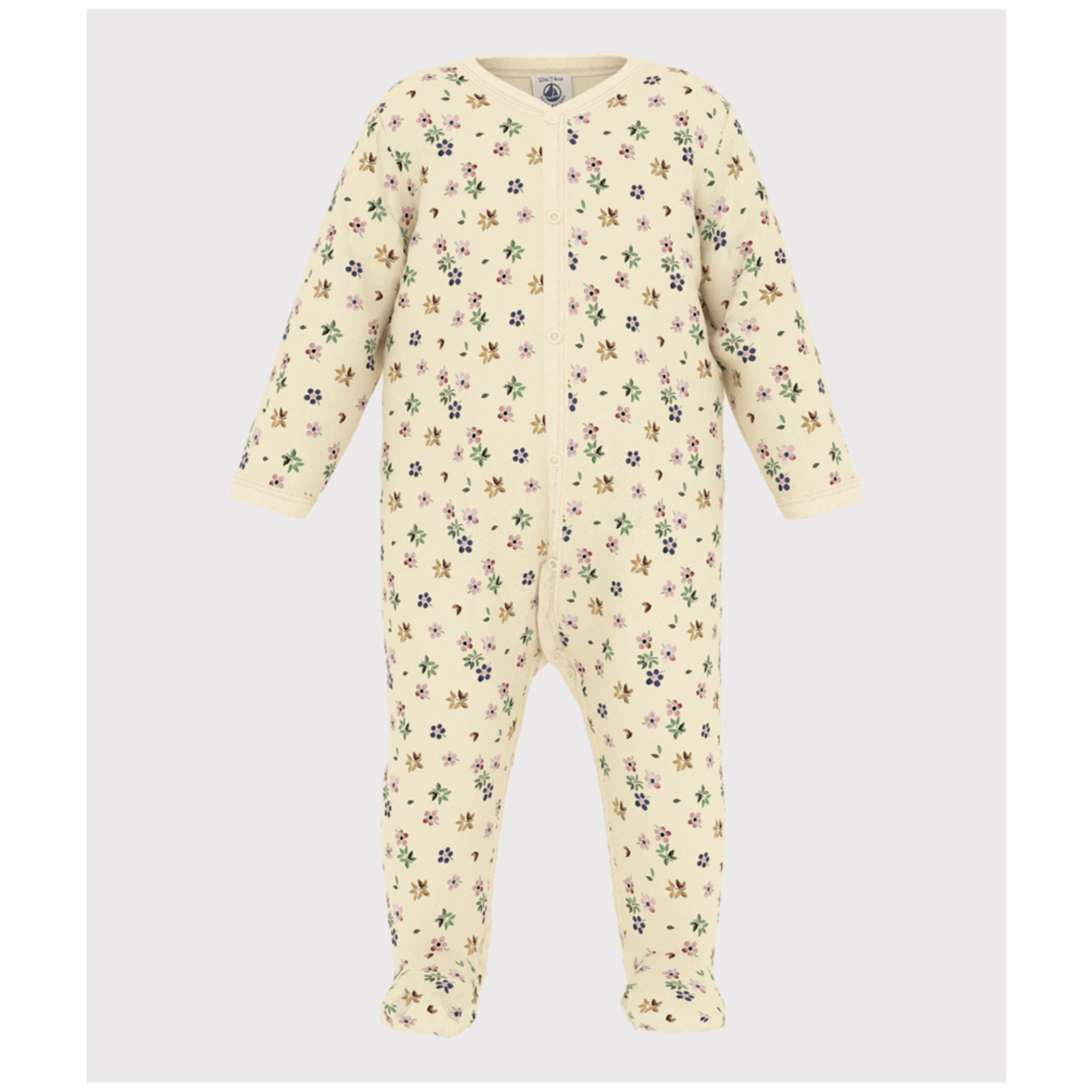 Petit Bateau Dors Bien Pyjama Bébé Hiver Molleton Gratté Imprimé Fleurs 18M