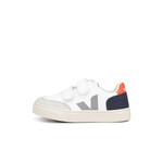 Veja Sneakers Enfant V-12 Velcro Cuir Extra-White Multico Nautico