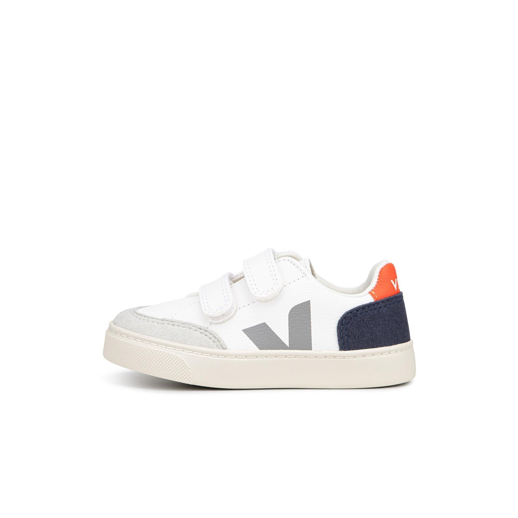 Veja Sneakers Enfant V-12 Velcro Cuir Extra-White Multico Nautico