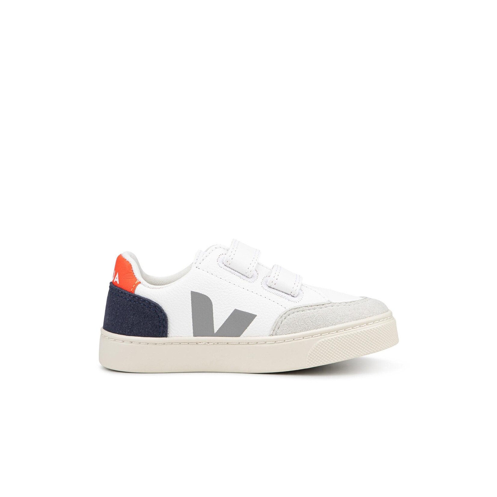 Veja Sneakers Enfant V-12 Velcro Cuir Extra-White Multico Nautico