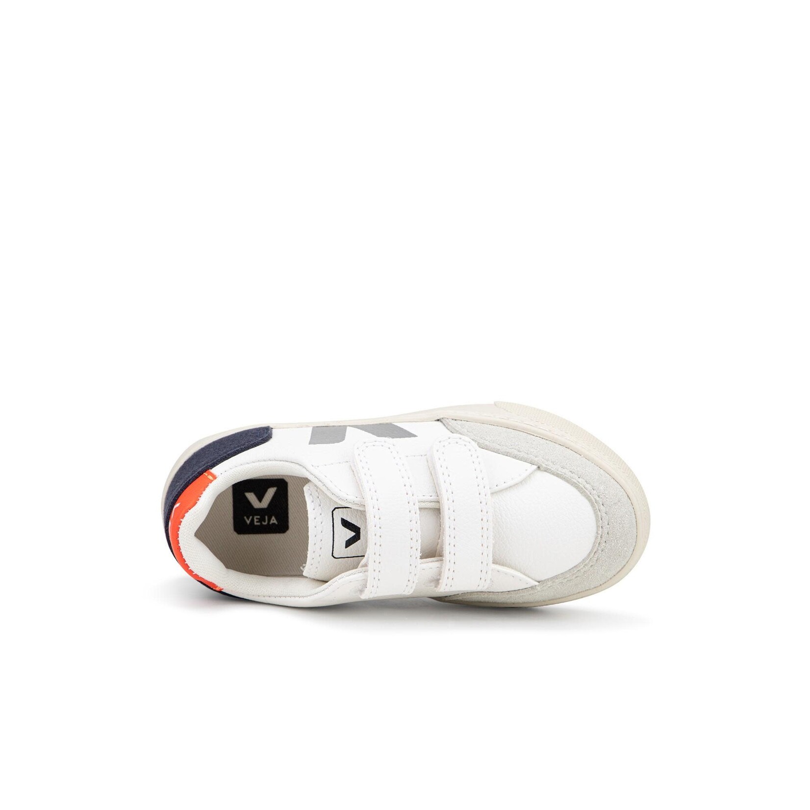 Veja Sneakers Enfant V-12 Velcro Cuir Extra-White Multico Nautico