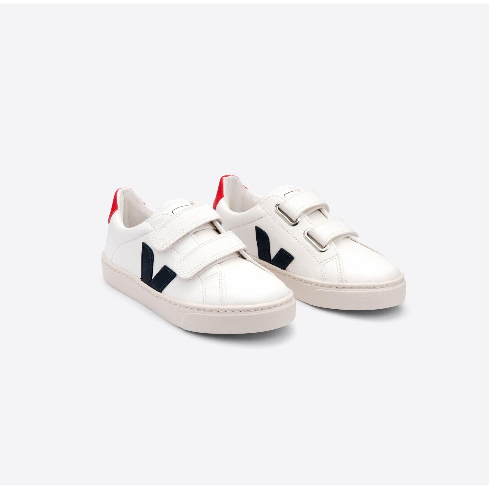 Veja Sneakers Enfant Esplar Velcro Cuir Extra-White Nautico Pekin T31