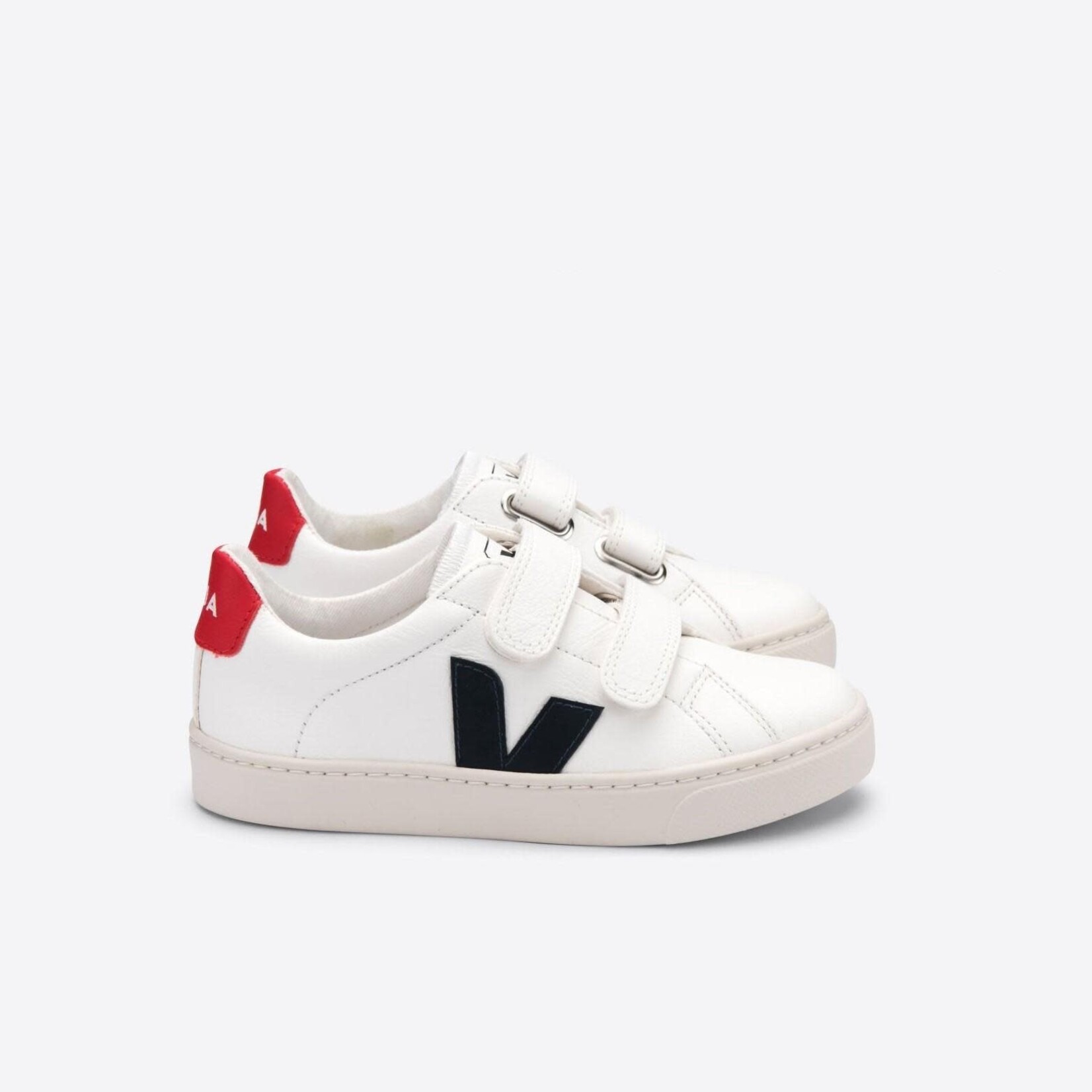 Veja Sneakers Enfant Esplar Velcro Cuir Extra-White Nautico Pekin T31