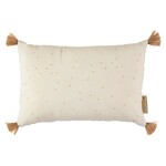 Nobodinoz Petit Coussin Rectangulaire Sublim avec Pompons 20x35CM Honey Sweet Dots Natural