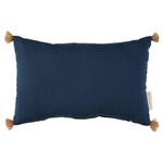 Nobodinoz Petit Coussin Rectangulaire Sublim avec Pompons 20x35CM Night Blue