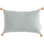 Nobodinoz Petit Coussin Rectangulaire Sublim avec Pompons 20x35CM Riviera Blue