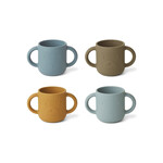 Liewood Gene 4 gobelets silicone avec anses Blue multi mix 4