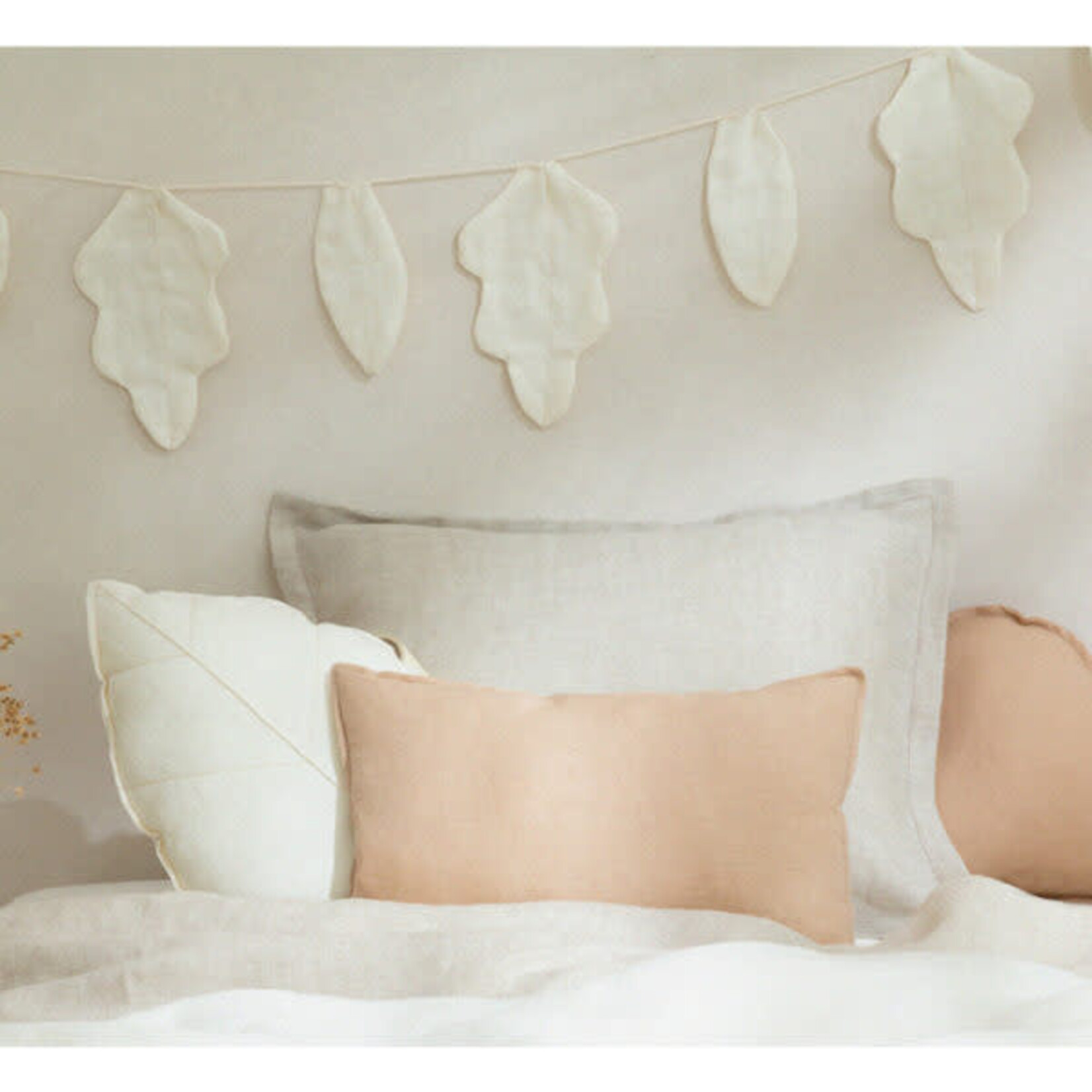 Nobodinoz Guirlande Décorative Feuilles Leaf Lin Français Off White 128 cm