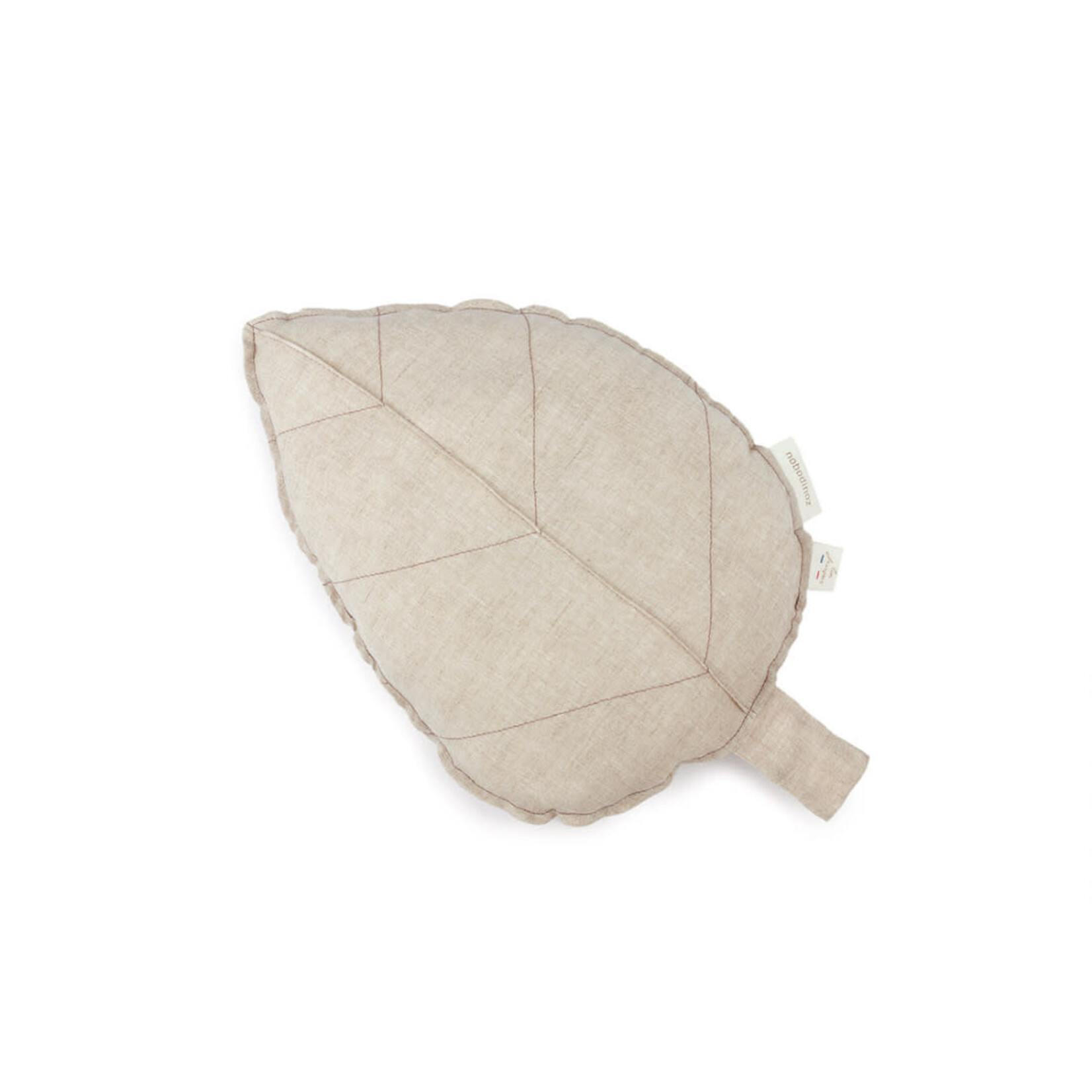 Nobodinoz Coussin feuille leaf lin français Greige 25x35