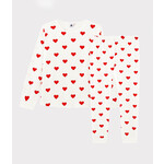 Petit Bateau Pyjalong Mixte Coeur Rouge en Coton Intersaison Marshmallow Terkuit 3A